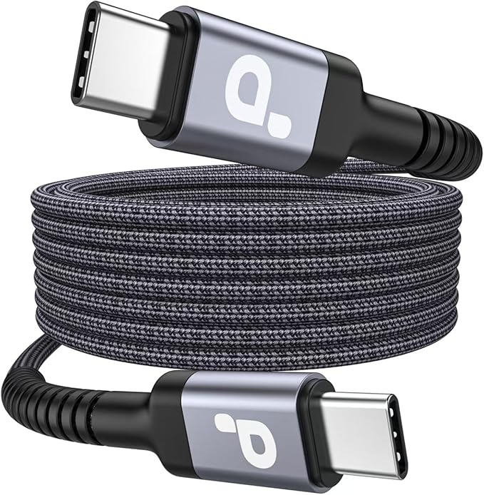 Extra Long USB C to USB C Cable 15FT, 100W USB C Cable Fast Charging, Upgraded Extra Durable Braided USB C Cord for iPhone 17 16 15 Pro Max, MacBook Pro, Samsung Galaxy S10 S9 Plus, LG and More-1Pack