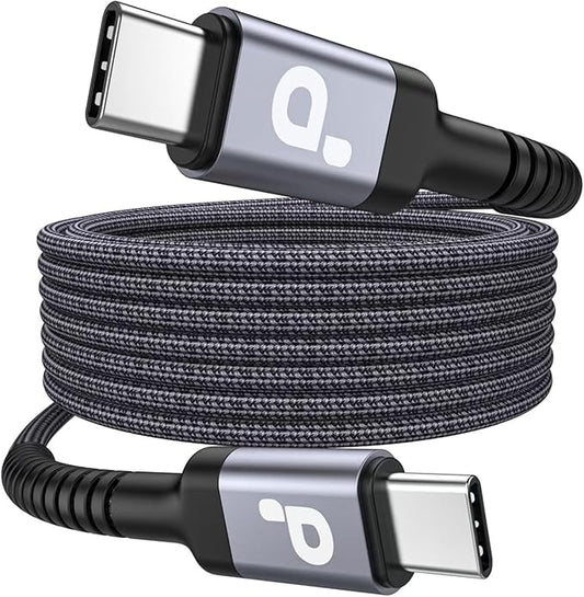 Extra Long USB C to USB C Cable 15FT, 100W USB C Cable Fast Charging, Upgraded Extra Durable Braided USB C Cord for iPhone 17 16 15 Pro Max, MacBook Pro, Samsung Galaxy S10 S9 Plus, LG and More-1Pack