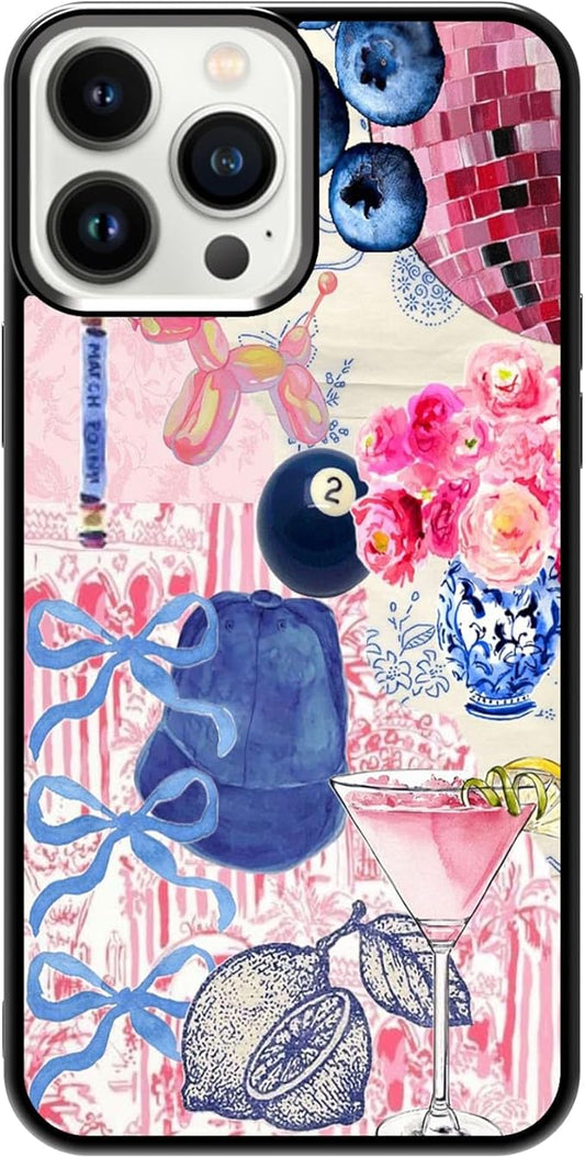 Aesthetic Collage Shockproof Protective Trendy Preppy Phone Case for iPhone 13 Pro Max Cute Flower Bow Cover