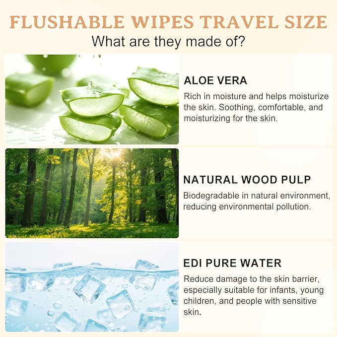 twoworld Flushable Wipes Travel Size Individually Wrapped for Women and Men,Unscented Wet Wipes Travel Size for Adult,Women,Men,Girl and Homeless (black,pack of 200)