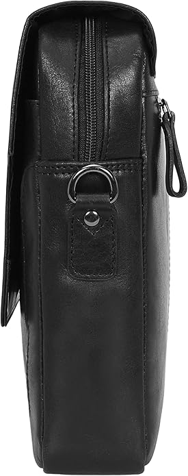Pitaara Genuine Leather Crossbody Messenger Bag with Front Flap, Unisex, Full Grain Leather Shoulder Travel Bag, Tablet Bag