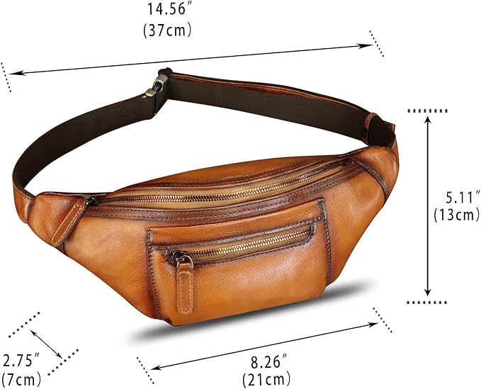Genuine Leather Fanny Pack for Men and Women Vintage Handmade Leather Waist Bag Sling Bag Sling Backpack Purse Hip Crossbody Bag (Brown)