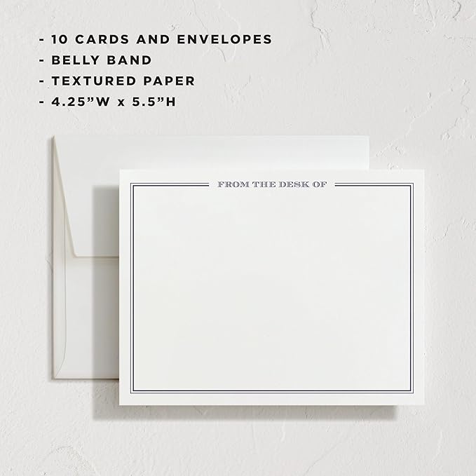 Minted Gentleman Stationery Cards, 10 Count, Blank Cards and Envelopes For Thank You Notes, Invitations & Handwritten Messages, Gifts For Men, Note Cards & Stationery Set, Darknight Blue Color Theme