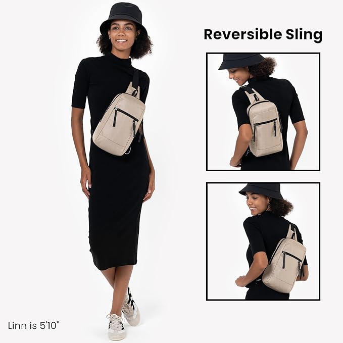 Sherpani Metro, Anti Theft Sling Bag, Sling Backpack, 5L Travel Bag, Shoulder Chest Purse, Crossbody Backpack for Women, Metal Hardware, Travel Gift (Straw)