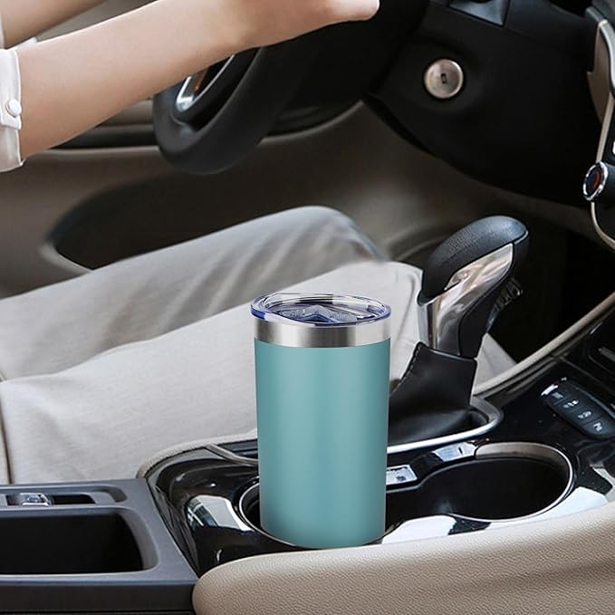 20 oz Skinny Tumbler with Lid and Straw,Stainless Steel Vacuum Insulated Tumbler Cup Double Wall Leak-proof Coffee Mug,Travel Thermal Water Tumbler for Home,Office,Outdoor (Glacier blue,1)