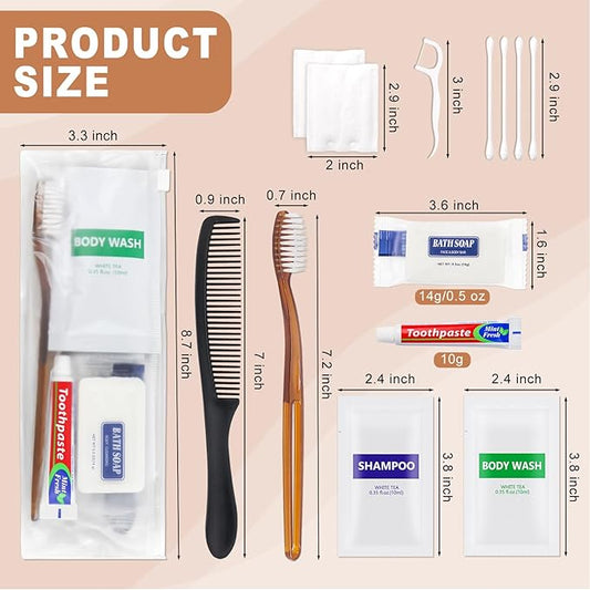 10 Sets Toiletry Kits Homeless Personal Hygiene Kit Bulk Homeless Care Package Supplies Travel Toiletry Kit Homeless Hygiene Kit Bulk for Men Women Charity Disposable Toiletry Kit(8-IN-1)