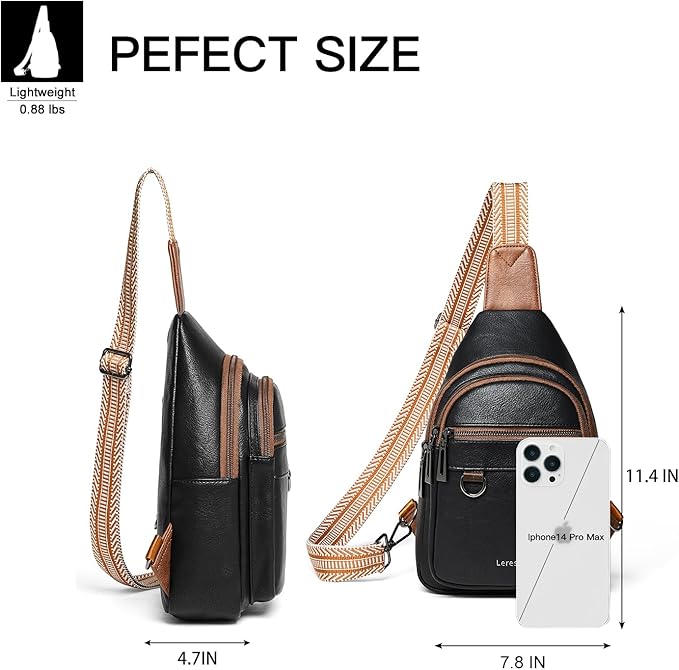 7L Sling Bag for Women Men Vegan Leather Crossbody Bags Fanny Pack Purse Backpack Over Shoulder Bag Travel Anti Theft