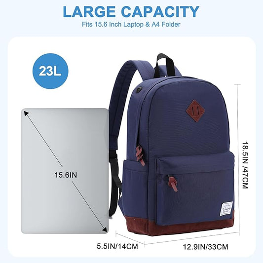 Backpack for Men Women,VASCHY Classic Water-resistant Lightweight Travel School Backpack Casual Daypack