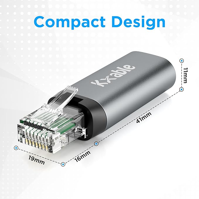 USB C to Ethernet Adapter, Type-C Female to RJ45 Male Adapter, 1Gbps Network Portable Converter, Compatible with MacBook Pro, iPad Pro, Dell XPS