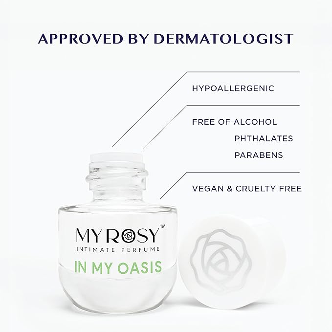In My Oasis Deodorizing Perfume Oil for Women - Dermatologist Approved - Intimate Fragrance - Hypoallergenic, Long Lasting, Alcohol & Paraben-Free, Odor Control, Fragrance Oil for Feminine Area