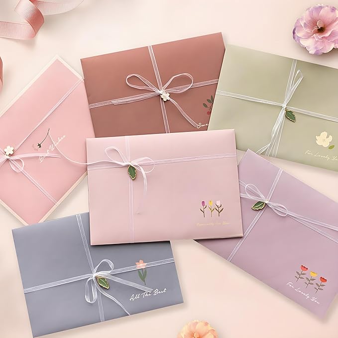 72 Pcs Stationery Paper Envelopes Set Includes 24 Lined Writing Paper & 12 Envelopes, Cute Lovely Floral Letter Writing Stationery Paper Envelopes Kit for Girls Boys Office School Supplies (6Style)