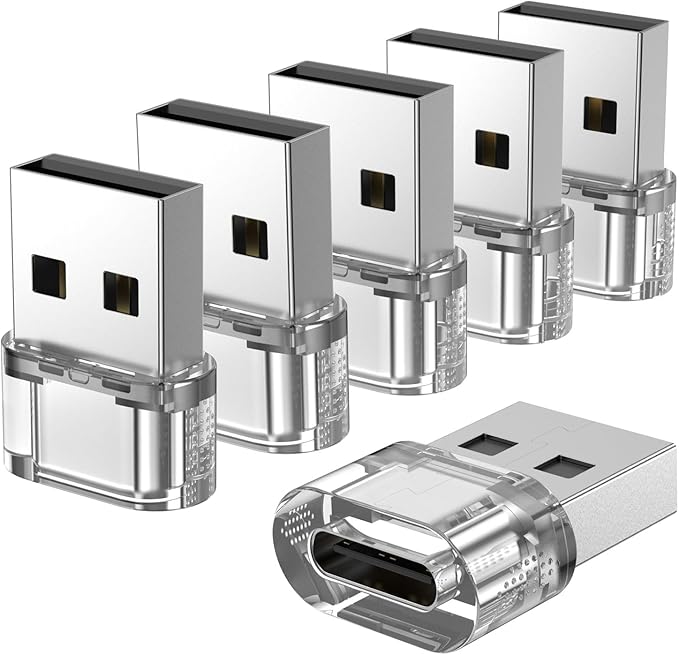 USB to USB C Adapter 6Pack, Charging and Data Converter USB A to C Adapter, Compatible with Apple Watch/Ultra iWatch/iPhone 16/15 Pro Max Plus/Airpods/iPad 9 10 Air 5 Mini 6/Car/Galaxy