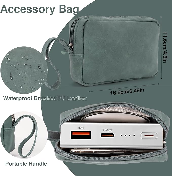 Allinside 13-14 Inch Laptop Sleeve Case for MacBook Pro 14" 2021-2024/MacBook Air 13" 2010-2017/MacBook Pro 13" 2010-2015, Waterproof PU Leather Sleeve Cover with Stand & Accessory Pouch, Dark Green