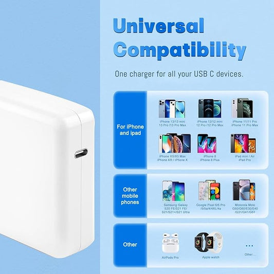 96W USB C Fast Charger Power Adapter Compatible with New Mac Book Air 13 Inch MacBook Pro 16" 2021 2020 2019 2018 (AP-96W)