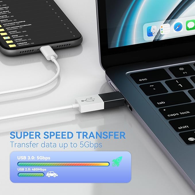 USB C to USB Adapter and USB to USB C Adapter USB C Male to USB3.0 Female OTG Adapter Compatible with MacBook Air 2020/MacBook 12 inch/iPad Pro 2020 and More, Black(Pack of 2)