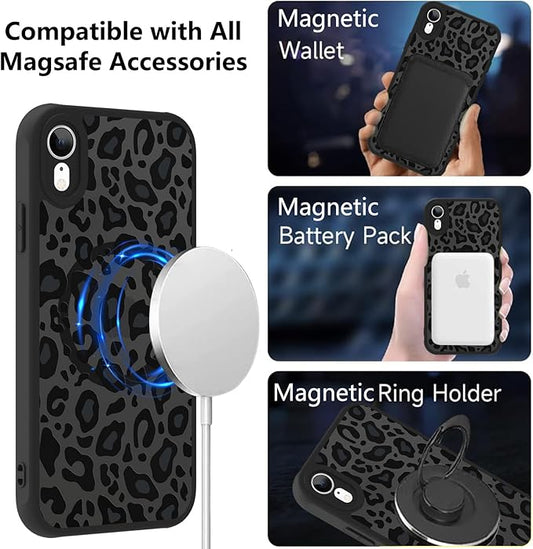 KANGHAR Case for iPhone XR Phone Case [Compatible with Magsafe] Leopard Printed Pattern Cute Cheetah Protective Magnetic Case for Girls Women Men 6.1"