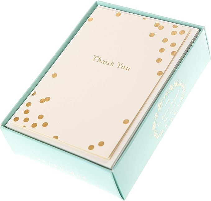 Graphique Box of Thank You Cards, Confetti - Includes 10 Cards with Matching Envelopes and Storage Box, Cute Stationery Made of Durable Heavy Cardstock, Cards Measure 3.25" x 4.75"