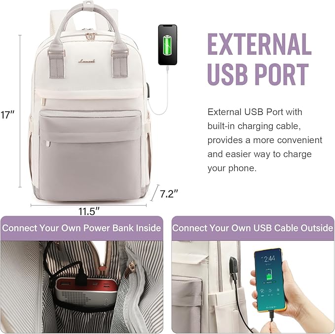 LOVEVOOK Laptop Backpack for Women 15.6 Inch Laptop Bag with USB Port, Fashion Waterproof Backpacks Teacher Nurse Stylish Travel Bags Vintage Daypacks for College Work