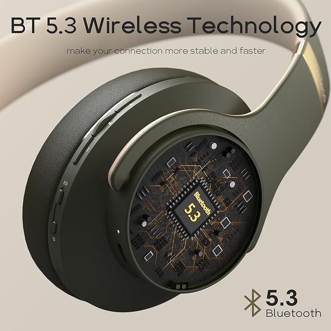 DOQAUS Bluetooth Headphones Over Ear, 90H Playtime Wireless, 3 EQ Modes, HiFi Audio & Deep Bass, ENC Noise Isolating Mic, Soft Earpads for Phone/PC