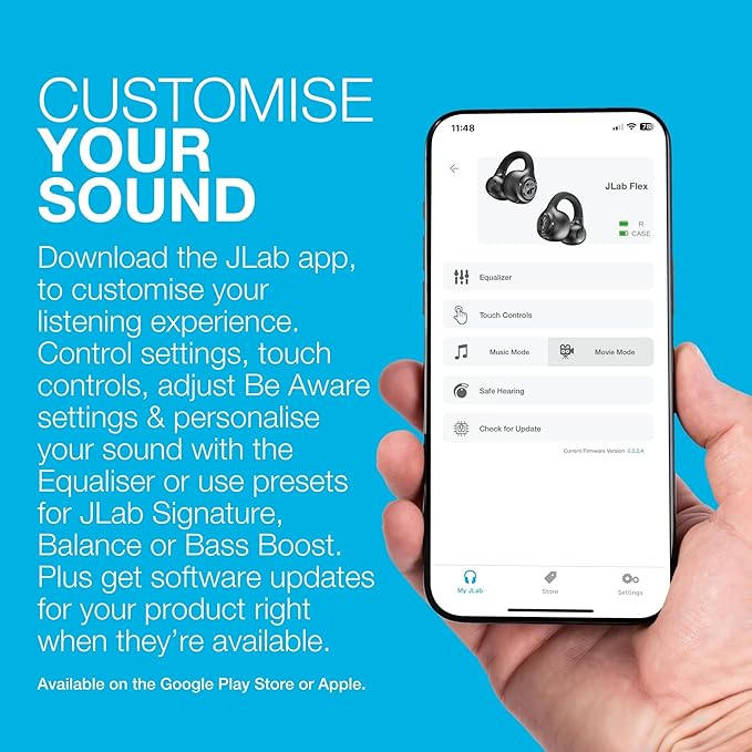 JLab Flex Open Earbuds, Clip-on Cuff Design, Wireless Open-Ear Audio Freedom Effortless Fit, Safe Listening, Bluetooth Multipoint, Customize with The App, Cloud White