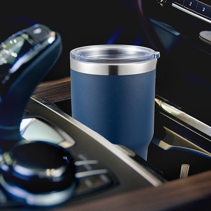 COMOOO 30oz Tumbler Stainless Steel Insulated Tumbler with Lid Double Wall Vacuum Coffee Cup Large Travel Mug for Home, Office, School,Party (Navy, 8 Pack)