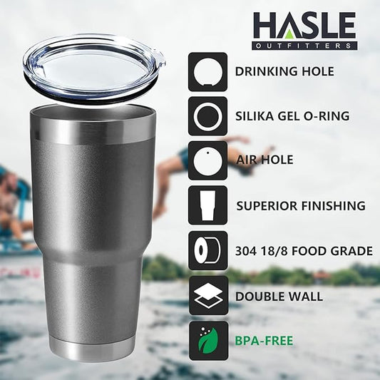 HASLE OUTFITTERS 30oz Stainless Steel Tumbler, Double Wall Vacuum Insulated Travel Mug Tumbler, Durable Insulated Coffee Mug, Gift Box Set (Grey, 1)
