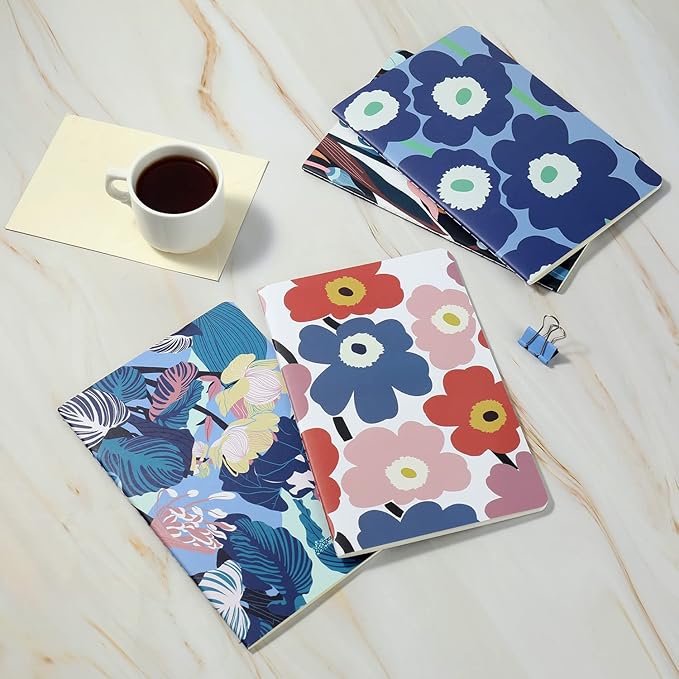 12 Pack Flower Design Line Notebook Journals Bulk for Traveler, Student, Office, College Ruled Composition Subject Notebooks Planner with Lined Paper, 80GSM, 30 Sheets,5.5x 8.3 inch, A5 Size