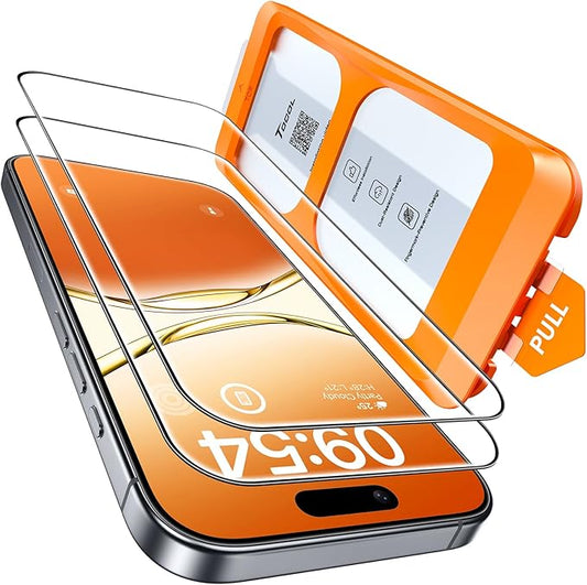 TOCOL for iPhone 17 Screen Protector 6.3 inch 9H Hardness Military Grade Shatterproof HD Clear Tempered Glass for Full Coverage Easy Installation Compatible with Sim Card Case Friendly 2 Pack