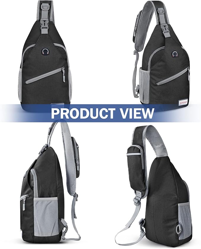 ZOMAKE Sling Bag,Small Crossbody Sling Backpack,Water Resistant Shoulder Daypack for Travel,Anti Thief Chest Bag for Hiking(Black(New))