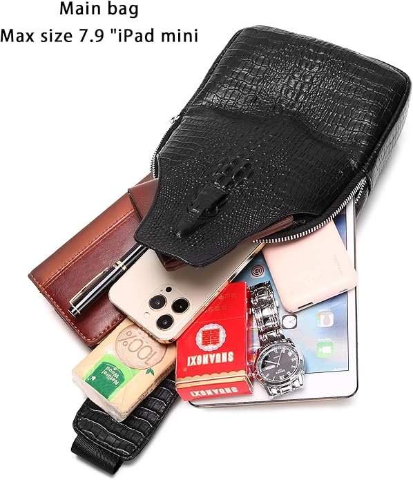 LUKZIJAES Genuine Leather Sling Bag for Men