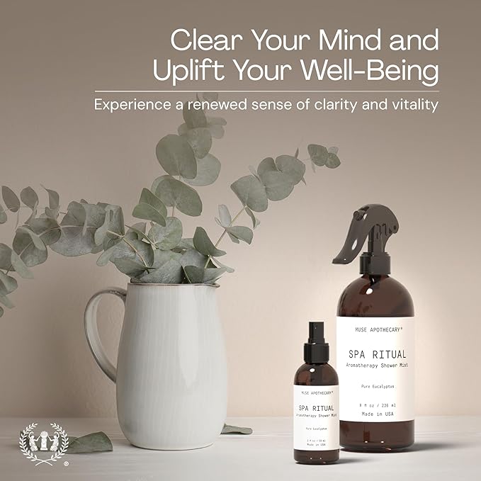 Muse Apothecary Spa Ritual Pure Eucalyptus Oil Shower Mist - Eucalyptus Spray for Shower, Spa, Bath, and Linen - Aromatherapy Eucalyptus Essential Oil Spray - 2oz