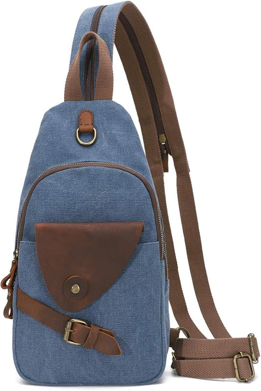 KL928 Canvas Sling Bag Crossbody Backpack Shoulder Casual Rucksack for Men Women