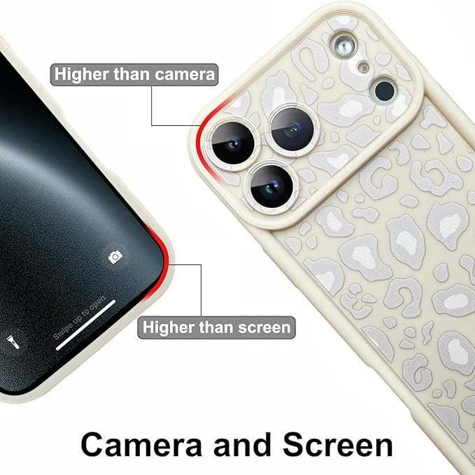 KANGHAR Case Compatible with iPhone 17 Pro Leopard Printed Pattern Cute Cheetah Phone Case Soft TPU Shockproof Protective Cover Designed for iPhone 17 Pro 6.3 Inch Beige with Gray Prints