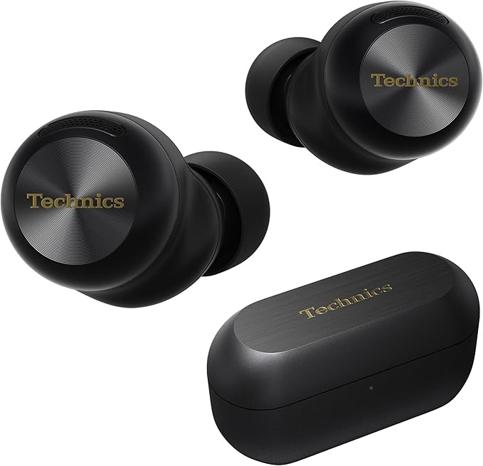 Technics Reference Class Hi-Fi Wireless Earbuds, Dolby Atmos with Head Tracking, Adaptive Noise Cancelling, 3 Device Multipoint, 10-hr Battery, Wireless Charging, Improved Fit - EAH-AZ100-K (Black)