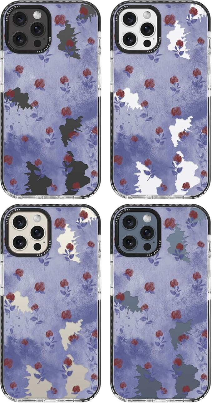 for iPhone 15 Pro Max Case, Vintage Watercolor Rose Pattern, Military-Grade Drop Protection, Cute Soft Slim TPU Protective Cover with Camera Lens Protection for Women & Girls