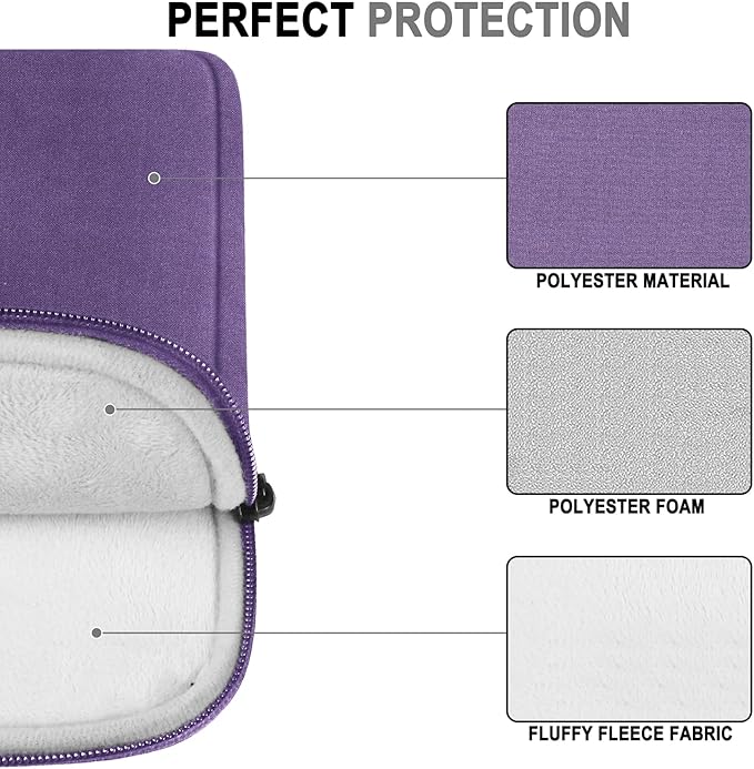 Laptop Sleeve 14 Inch, Water Resistant Traveling Computer Cover with Handle, Shockproof Protective Carrying Laptop Bag Compatible for 14 Inch MacBook Air/Pro, HP, Dell, Lenovo, Purple