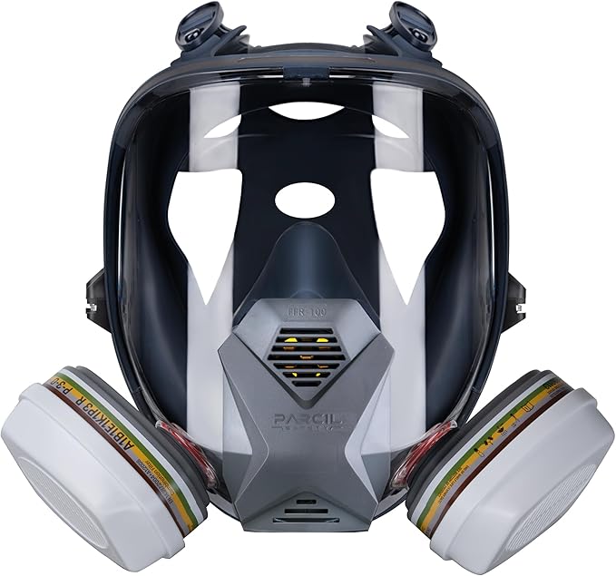 Parcil Distribution Full Face Respirator Mask with Filters – Durable Full Face Respirator Gas Mask, Bayonet Filter Compatible