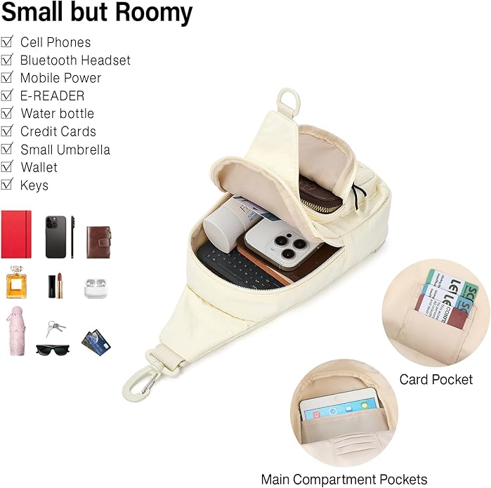 Hanke Crossbody Sling Bag for Women Men, Casual Cross Body Sling Bags, Lightweight Chest Bag for Outdoor Hiking Travel