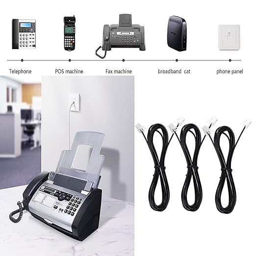 Telephone landline Extension Cord Cable Cord with Standard RJ-11 6P4C Plug (3Ft-3Pack, Black)