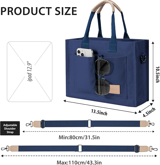 Tote Bags for Women Canvas Tote Purse Crossbody with Pockets Top Handle Shoulder Satchel Bag for Women
