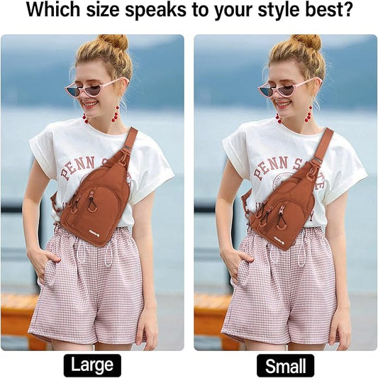 Hanke Crossbody Sling Bag for Women Men, Casual Cross Body Sling Bags, Lightweight Chest Bag for Outdoor Hiking Travel