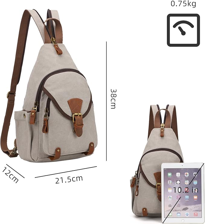 KouLi Buir Canvas Sling bag,Small Crossbody Backpack,Convertible Chest Bag Casual Daypack For Outdoor Cycling Hiking Travel