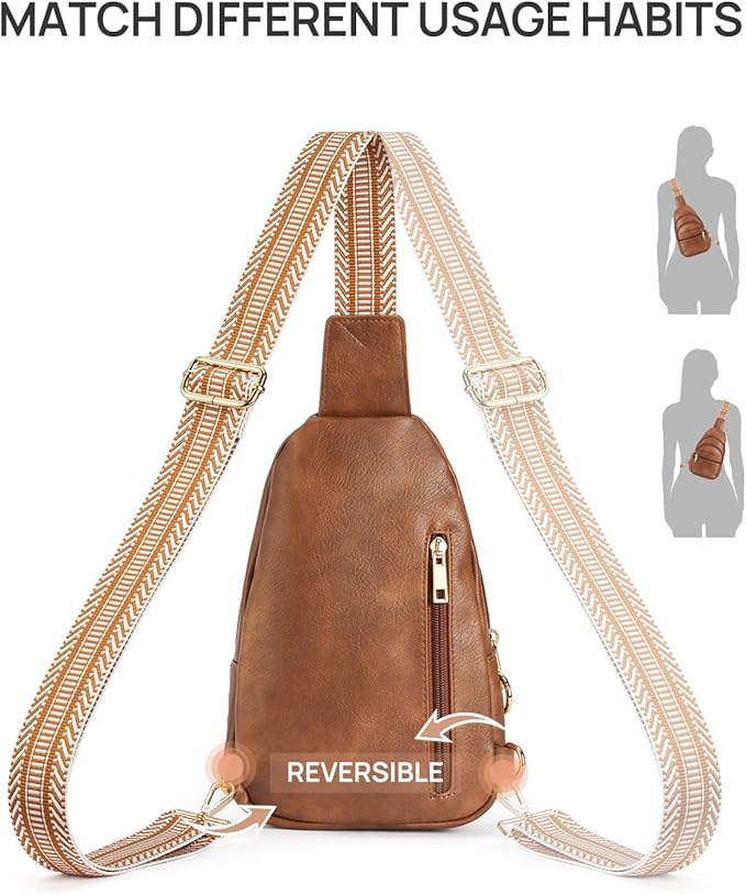 CHOLISS Anti Theft Small Sling Bag for Women and Men RFID Leather Crossbody Bags Fanny Pack Chest Bag Travel Purse Daypacks