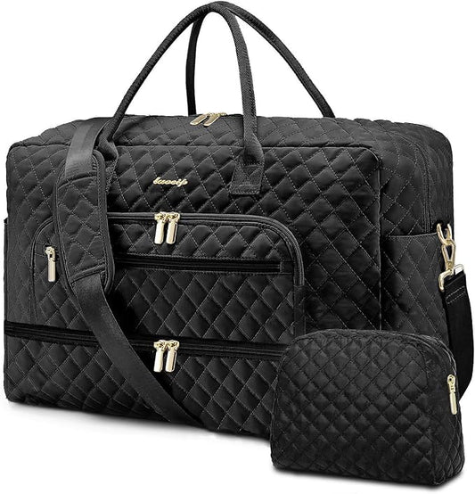 Travel Duffle Bag Weekender for Women - 38L Carry-On Overnight Personal Item Bag with Shoe Compartment & Wet Pocket Weekend Tote Bags with Toiletry Hospital Bags for Labor and Delivery