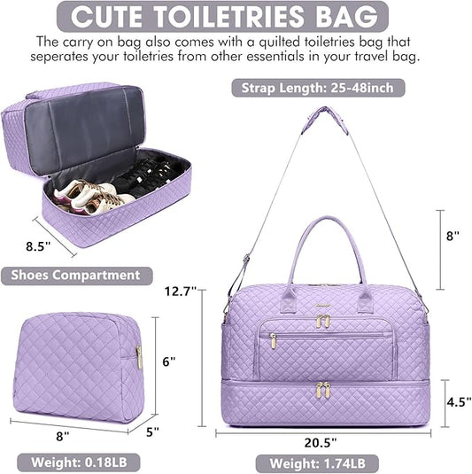 Travel Duffel Bags for Women with Shoe Compartment, Weekender Overnight Bag with Wet Pocket & Toiletry Bag, Carry On Personal Item Bag, Travel Tote Gym Bag, Hospital Bags for Labor and Delivery