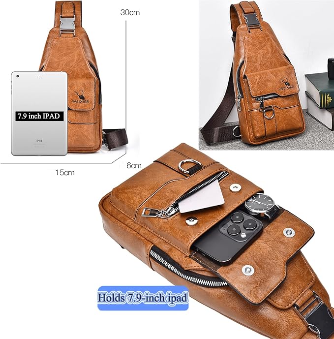 Sling Bag for Men Crossbody Chest Bag Over the Shoulder Purse Casual Sling Backpack for Travel Hiking Cycling