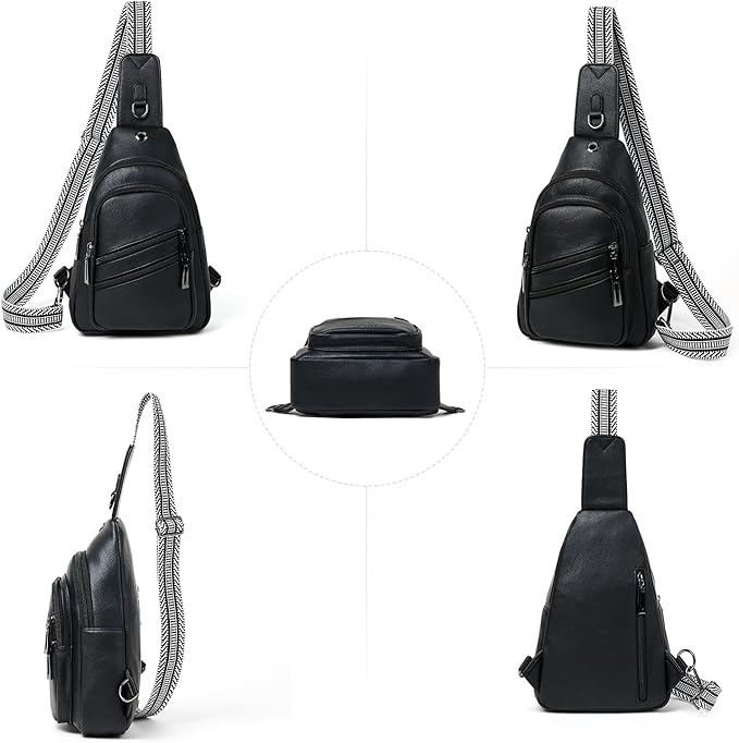 Sling Bag for Women Crossbody Purse Leather Crossbody Bag Fanny Pack Chest Pack for Travel Everyday Vacation