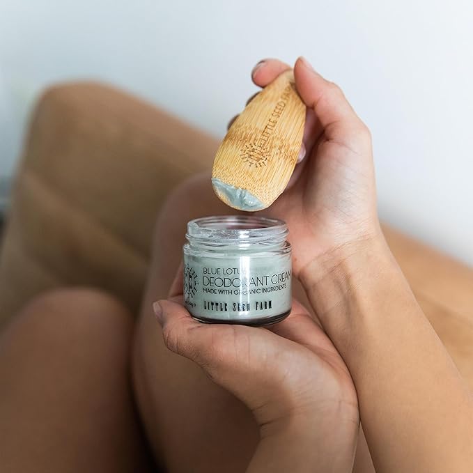 Little Seed Farm All Natural Deodorant Cream, Aluminum Free Deodorant for Women or Men - Blue Lotus, Net Wt. 2.4oz | 68g