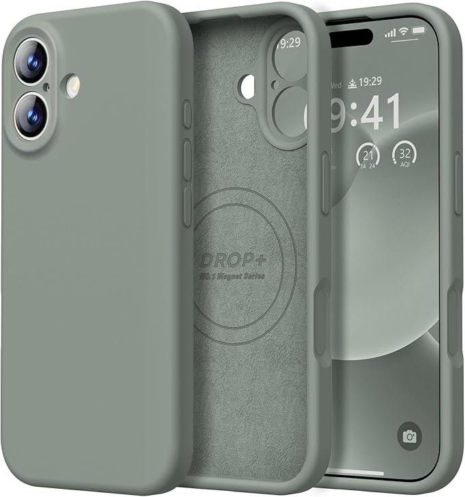 LOVE 3000 Designed for iPhone 17 Case, Premium Silicone [Compatible with Magsafe][Soft Anti-Scratch Microfiber Lining] Shockproof Protective Phone Case for Men Women 6.3", Calke Green