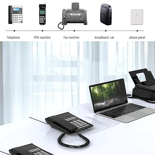 Telephone landline Extension Cord Cable Cord with Standard RJ-11 6P4C Plug (3Ft-3Pack, Black)